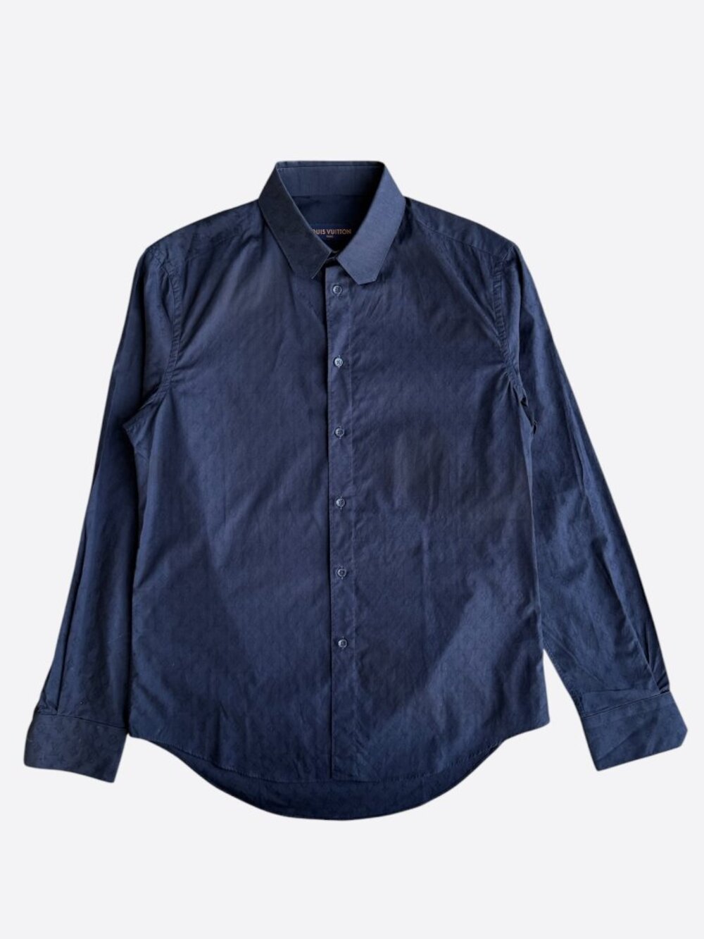 Louis Vuitton Navy Jacquard Monogram Button Up Shirt